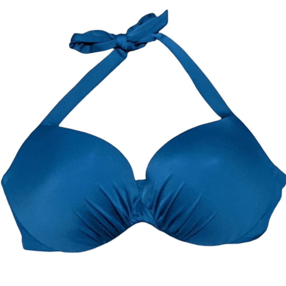 Victoria Secret push up bikini swimwear rouched teal halter women's size 34D